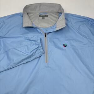 Peter Millar Large Light Blue "Wind" Univision 1/4 Zip Long Sleeve Windbreaker